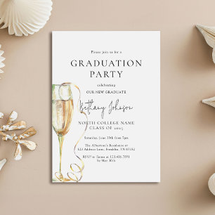 Elegant Black White Graduation Party Invitation