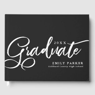 Elegant Black White Graduation Party Photo Guest Book