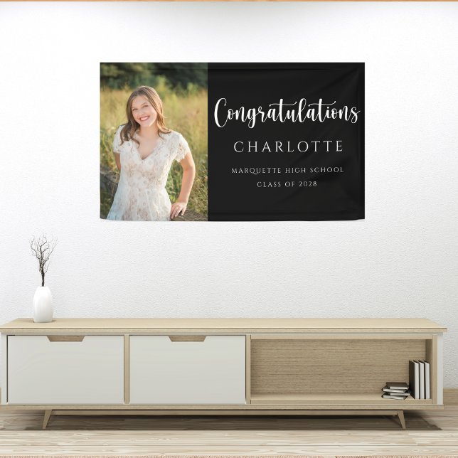 Elegant Black White Graduation Photo Banner (Creator Uploaded)