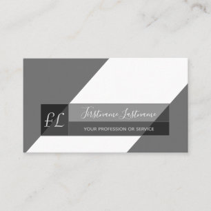 Elegant black white grey minimal triangle monogram business card