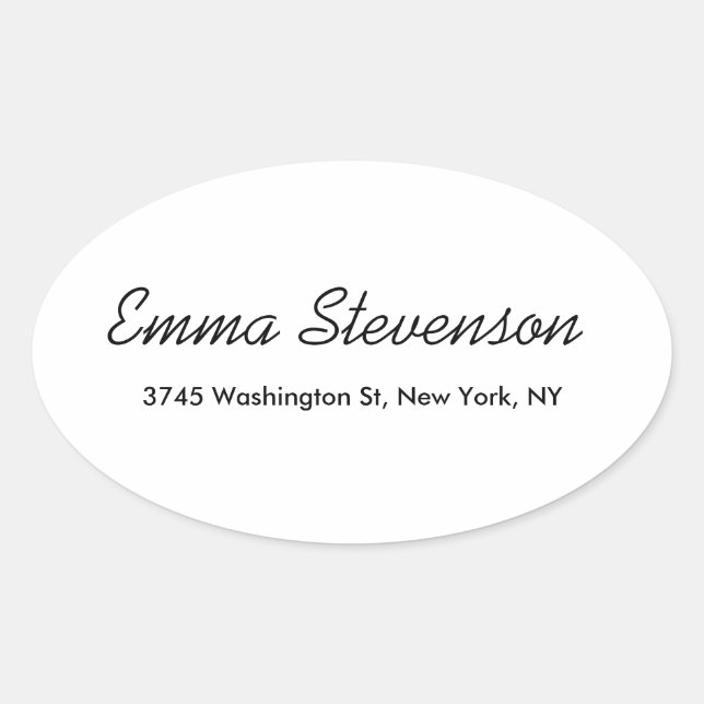 Elegant Black & White Handwriting Professional Oval Sticker (Front)