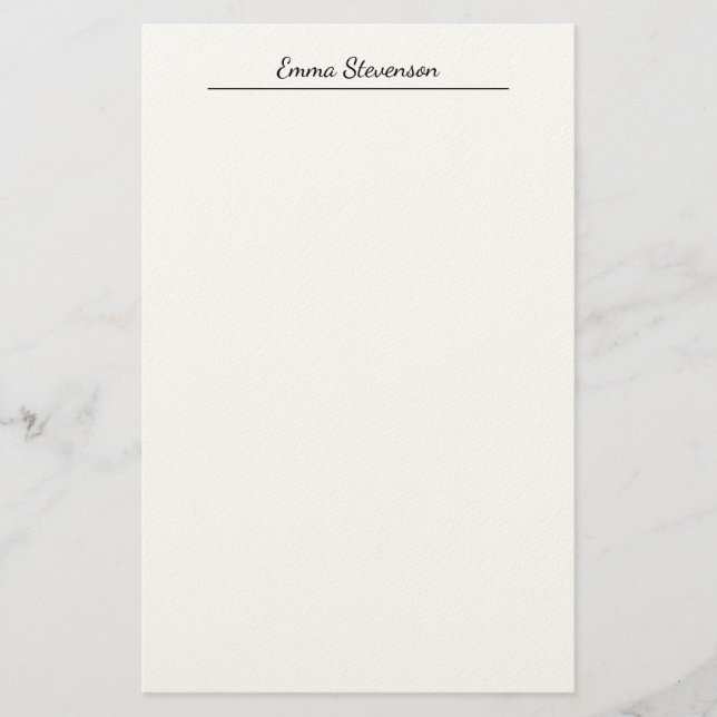 Elegant Black & White Handwriting Professional Stationery (Front)