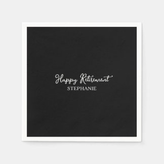 Elegant Black & White Happy Retirement Napkin