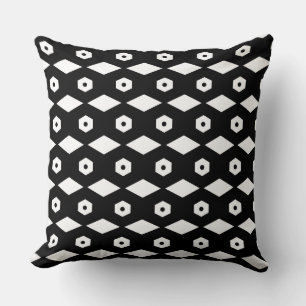 Elegant Black & White Hexagon Pattern Cushion