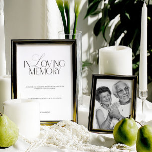 Elegant Black & White In Loving Memory Sign