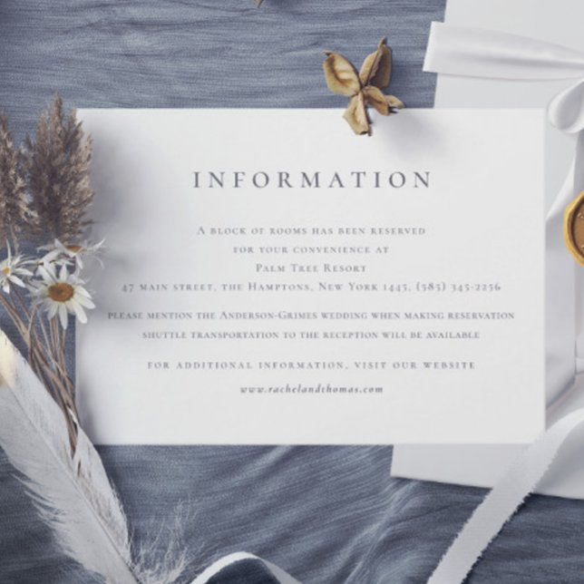 Elegant Black White Information Wedding  Enclosure Card (Elegant Black White Information Wedding Enclosure Card)