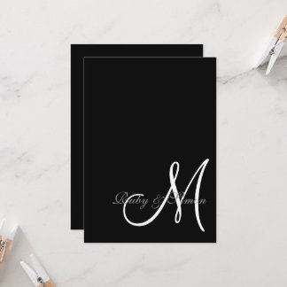 Elegant Black White Initial Wedding  Invitation