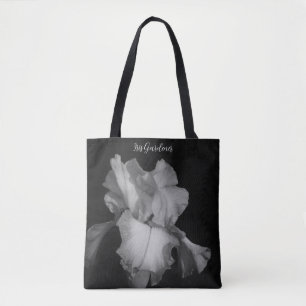 Elegant Black White Iris Photo Personalised  Tote Bag