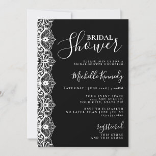 Elegant Black & White Lace Bridal Shower Invitation