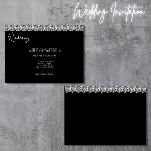 Elegant Black & White Lace Wedding Invitation
