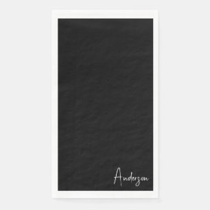Elegant Black & White Last Name Paper Guest Towels Napkin