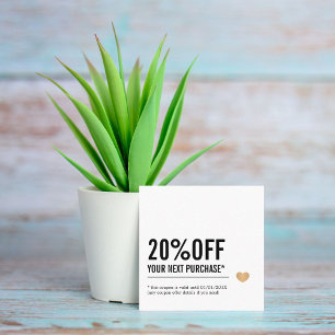 Elegant Black White Line Faux Gold Heart Discount Card