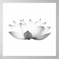 Elegant Black & White Lotus Floral