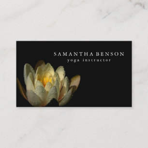 Elegant Black & white Lotus Flower Logo Yoga Busin Business Card