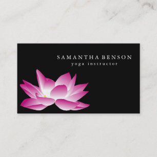 Elegant Black & white Lotus Flower Logo Yoga Busin Business Card