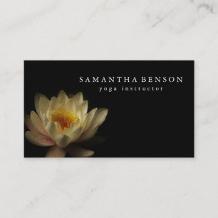 Elegant Black & white Lotus Flower Logo Yoga Busin Business Card