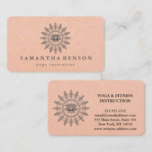 Elegant Black & white Lotus Flower Logo Yoga Business Card