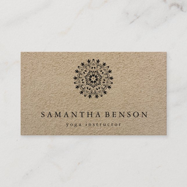 Elegant Black & white Lotus Flower Logo Yoga Business Card (Front)