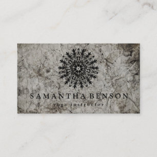 Elegant Black & white Lotus Flower Logo Yoga Business Card