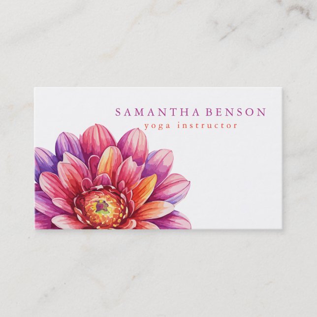 Elegant Black & white Lotus Flower Logo Yoga Business Card (Front)