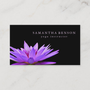 Elegant Black & white Lotus Flower Logo Yoga Business Card