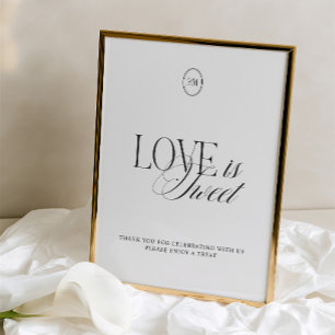 Elegant Black & White Love is Sweet Wedding Sign
