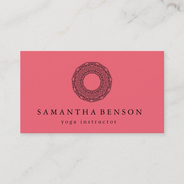 Elegant Black & white Mandala Art Logo Yoga Business Card (Front)
