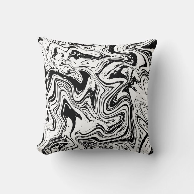 Elegant Black White Marble  Cushion (Front)