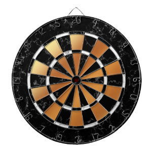 Elegant Black & White Marble on Copper Foil Dartboard