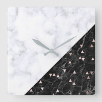 elegant black white marble rose gold geometric