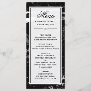 Elegant Black White Marble Wedding Menu Template