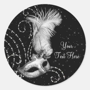 Elegant Black White Masquerade Party Stickers