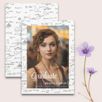 Elegant Black White Math College Photo Graduation