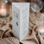 Elegant Black & white Menu Table number trifold<br><div class="desc">Trifold wedding menu & table number: all in one, just fold the paper sheet in 3 to get your standing menu. A modern typography and a classic black and white theme for your wedding stationery: choose this simple and elegant wedding suite. Fully customisable: you can change the background as well...</div>