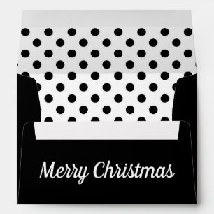 Elegant Black White Merry Christmas Return Address Envelope