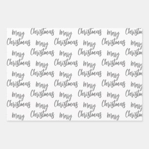 Elegant Black White Merry Christmas Wrapping Paper