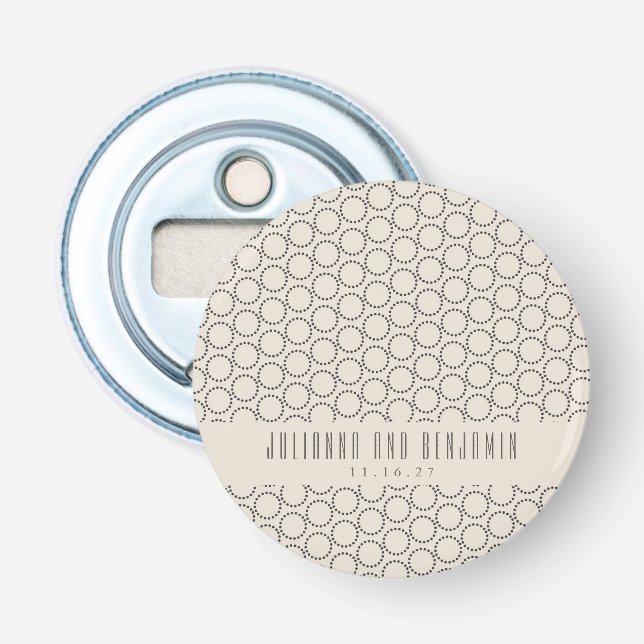 Elegant Black White Mid-Century Mod Custom Wedding Bottle Opener (Front)