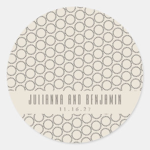 Elegant Black White Mid-Century Mod Custom Wedding Classic Round Sticker