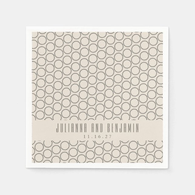 Elegant Black White Mid-Century Mod Custom Wedding Napkin (Front)