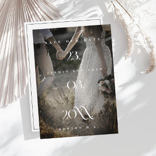 Elegant Black White Minimal Photo Wedding Save The Date