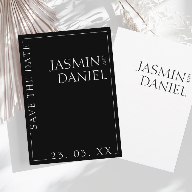 Elegant Black White Minimal Typography Wedding Save The Date (Creator Uploaded)