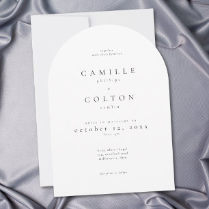 Elegant Black White Minimalist Arch Wedding Invitation