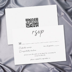 Elegant Black White Minimalist Arch Wedding RSVP Card