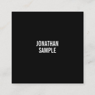Elegant Black White Minimalist Modern Simple Plain Square Business Card