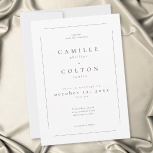 Elegant Black White Minimalist Modern Wedding Invitation