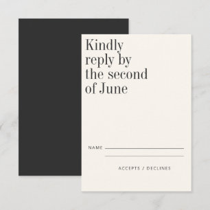 Elegant Black White Minimalist Modern Wedding RSVP Card