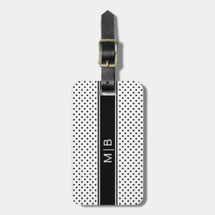 Elegant Black White Minimalist Monogram Luggage Tag