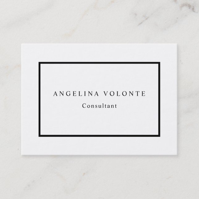 Elegant Black & White Minimalist Plain Modern Business Card (Front)