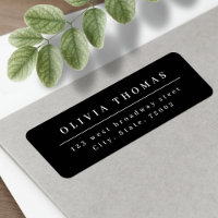 Elegant black white minimalist return address labe