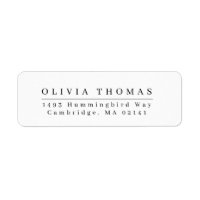 Elegant black white minimalist return address labe